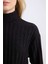 Coool Balıkçı Yaka Crop Top Basic Düz Fitilli Kaşkorse Uzun Kollu Tişört E1673AX24WN 4