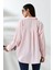 Oversize Mikro Saten Dökümlü Pembe Kadın Gömlek 4