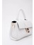 Beyaz Asia Suni Deri Çıtçıtlı Ayarlanabilir Askılı Kadın El, Kol ve Omuz Çantası 4