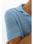 Erkek Mavi Desenli Triko T-Shirt 4
