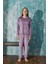 Lila Wild Desenli Exclusive Kadife Kız Çocuk Pijama Takımı 3