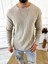 Uzun Kollu Tişört Fitilli Bisiklet Yaka Yumuşak Dokulu Tüylenmez Pamuklu Kazak Sweatshirt 5