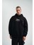 Üç Iplik Kapşonlu Dijital Patchli Sweatshirt - Siyah 1