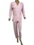 -1406-Kadın Önden Açık İnce % 100 Pamuk Pijama Takımı-Pembe 3
