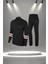 Kadın Siyah Supra Penye Kumaş Rahat Kesim Eşofman Takımı S-Xl 2