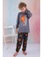 Yeni Sezon Erkek Çocuk Gez Garson Basketball Uzun Kollu Pamuk Interlok Pijama Takımı 5154-FÜME 3