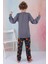 Yeni Sezon Erkek Çocuk Gez Garson Basketball Uzun Kollu Pamuk Interlok Pijama Takımı 5154-FÜME 4