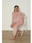 Yeni Sezon Trend Model Kadife Kız Çocuk Pijama Takımı 5990-PUDRA 5