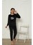 Yeni Sezon Trend Model Kadife Kız Çocuk Pijama Takımı 5990-SIYAH 1