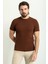 Düz Fındık Rengi Slim Fit Bisiklet Yaka Erkek Triko T-Shirt 1