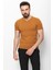 Düz Kamel Rengi Super Slim Fit V Yaka Basic Erkek T-Shirt 3