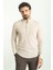 Desenli Bej Rengi Slim Fit Hakim Yaka Uzun Kollu Erkek Gömlek 1