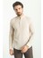 Desenli Bej Rengi Slim Fit Hakim Yaka Uzun Kollu Erkek Gömlek 3