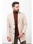 Düz Bej Slim Fit Mono Yaka Klasik Kaşe Erkek Kaban 4