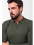 Düz Haki Slim Fit Fermuarlı Polo Yaka Erkek Triko Kazak 5