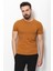 Düz Kamel Rengi Super Slim Fit Bisiklet Yaka Basic Erkek T-Shirt 1