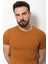 Düz Kamel Rengi Super Slim Fit Bisiklet Yaka Basic Erkek T-Shirt 2