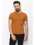 Düz Kamel Rengi Super Slim Fit Bisiklet Yaka Basic Erkek T-Shirt 3