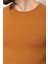 Düz Kamel Rengi Super Slim Fit Bisiklet Yaka Basic Erkek T-Shirt 4