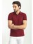 Düz Bordo Rengi Slim Fit Polo Yaka Basic Erkek T-Shirt 1
