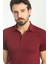 Düz Bordo Rengi Slim Fit Polo Yaka Basic Erkek T-Shirt 2