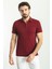 Düz Bordo Rengi Slim Fit Polo Yaka Basic Erkek T-Shirt 3