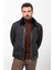 Kazayağı Kahverengi Slim Fit Kürklü Yaka Yün Erkek Mont 4