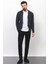 Desenli Antrasit Renk Slim Fit Hakim Yaka Erkek Hırka 1