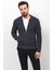 Desenli Antrasit Renk Slim Fit Hakim Yaka Erkek Hırka 3