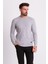 Desenli Gri Renk Slim Fit Erkek Bisiklet Yaka Kazak 4