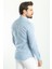 Düz Mavi Renk Slim Fit Basic Keten Erkek Gömlek 4