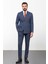 Çizgili Lacivert Slim Fit Kruvaze Erkek Takım Elbise 3