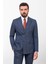 Çizgili Lacivert Slim Fit Kruvaze Erkek Takım Elbise 4