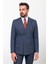 Çizgili Lacivert Slim Fit Kruvaze Erkek Takım Elbise 5