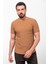 Desenli Kamel Rengi Slim Fit Bisiklet Yaka Basic Erkek T-Shirt 4