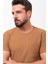 Desenli Kamel Rengi Slim Fit Bisiklet Yaka Basic Erkek T-Shirt 5