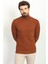 Dokulu Kiremit Rengi Slim Fit Tam Balıkçı Yaka Erkek Kazak 1