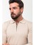 Düz Bej Slim Fit Fermuarlı Polo Yaka Erkek Triko Kazak 5