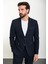 Düz Lacivert Slim Fit Mono Yaka Fermuarlı Erkek Takım Elbise 1