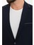 Düz Lacivert Slim Fit Mono Yaka Fermuarlı Erkek Takım Elbise 2