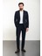 Düz Lacivert Slim Fit Mono Yaka Fermuarlı Erkek Takım Elbise 3