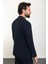Düz Lacivert Slim Fit Mono Yaka Fermuarlı Erkek Takım Elbise 5
