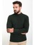Düz Haki Slim Fit Yarım Balıkçı Yaka Yün Erkek Triko Kazak 4