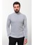 Desenli Gri Slim Fit Yarım Balıkçı Yaka Erkek Triko Kazak 1