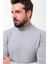 Desenli Gri Slim Fit Yarım Balıkçı Yaka Erkek Triko Kazak 5