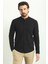 Çizgi Desenli Siyah Renk Slim Fit Hakim Yaka Uzun Kollu Erkek Gömlek 1