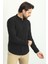 Çizgi Desenli Siyah Renk Slim Fit Hakim Yaka Uzun Kollu Erkek Gömlek 4