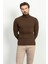 Çizgili Kahverengi Slim Fit Tam Balıkçı Yaka Erkek Kazak 3