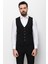 Düz Siyah Renk Slim Fit Klasik Erkek Yelek 3