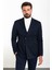Düz Lacivert Slim Fit Mono Yaka Kruvaze Erkek Ceket 1